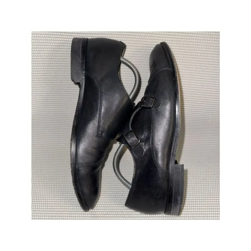 Hugo Boss Monk Double Strap Black Leather Comfort Dress Shoes Men’s Size 9 (42)